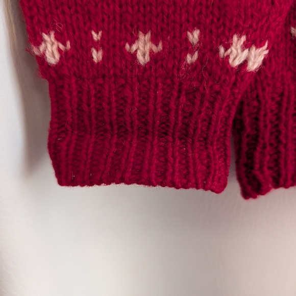 Vintage Eddie Bauer Wool Red Green Reindeer Fair Isle Knit Cardigan Sweater - S - Picture 11 of 16